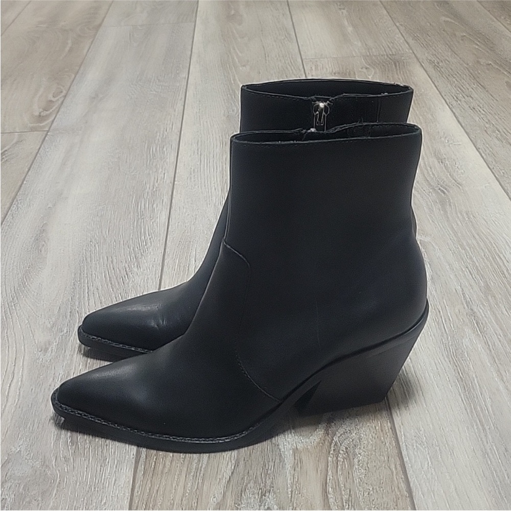 Dolce Vita Size 8 Volli Black Leather Heeled Boots - Picture 2 of 10